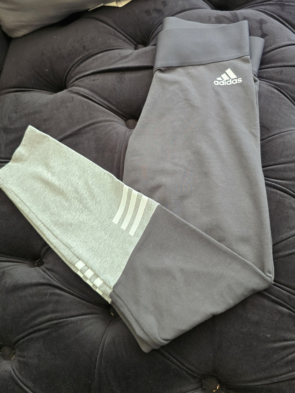 adidas Womens Two-Tone Gray & Light Gray Leggings